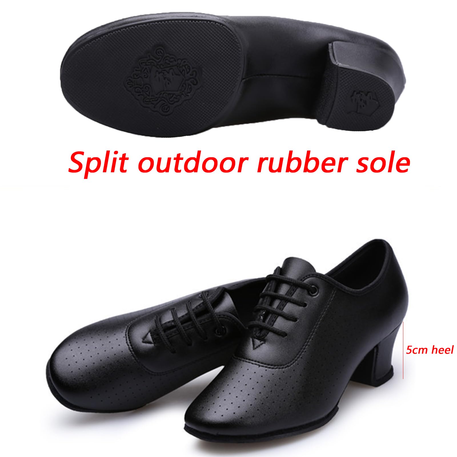 Chaussures de Pratique de Danse Latine pour Femmes, 5cm Talon pour Salsa Latine Ballerine Gymnastique Modern Talons Confort 4 Styles de Semelles au Choix