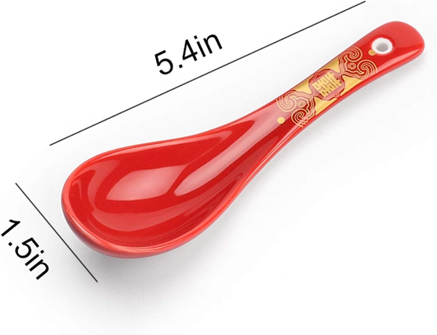 Scoop Wedding Soup Spoon Ceramic Set Soup Spoon Household Small Spoon Creative Rice Spoon 2 Pieces Red Soup Spoon