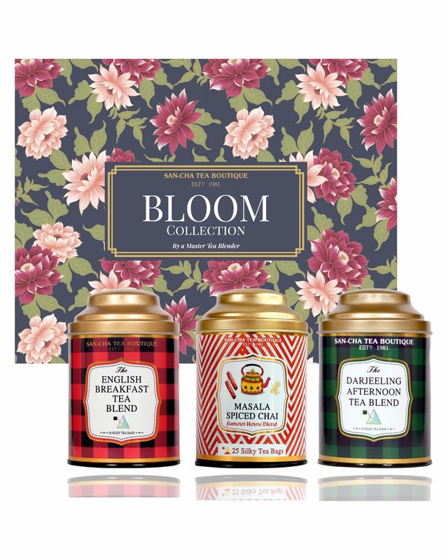 Sancha Tea Boutique, Bloom Tea Collection, Tea Gift Box, English Breakfast Tea, Masala Chai Tea Bags, Darjeeling Tea Bags, Tea Assortment, Tea Gifting (B0B5R46WFZ) Amazon Price History, Amazon Price Tracker