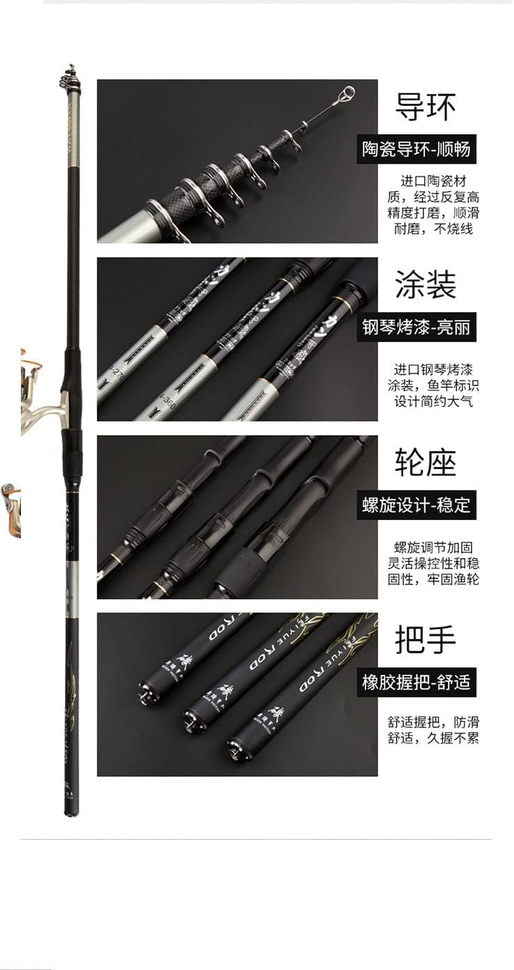 Canne a Peche au Coup Telescopique Puissance télescopique Rocher Canne à pêche de Haute qualité 2.7m-6.3.0M en Fibre Carbone for Carp Feeder Bateaux Rod Voyage Mer
