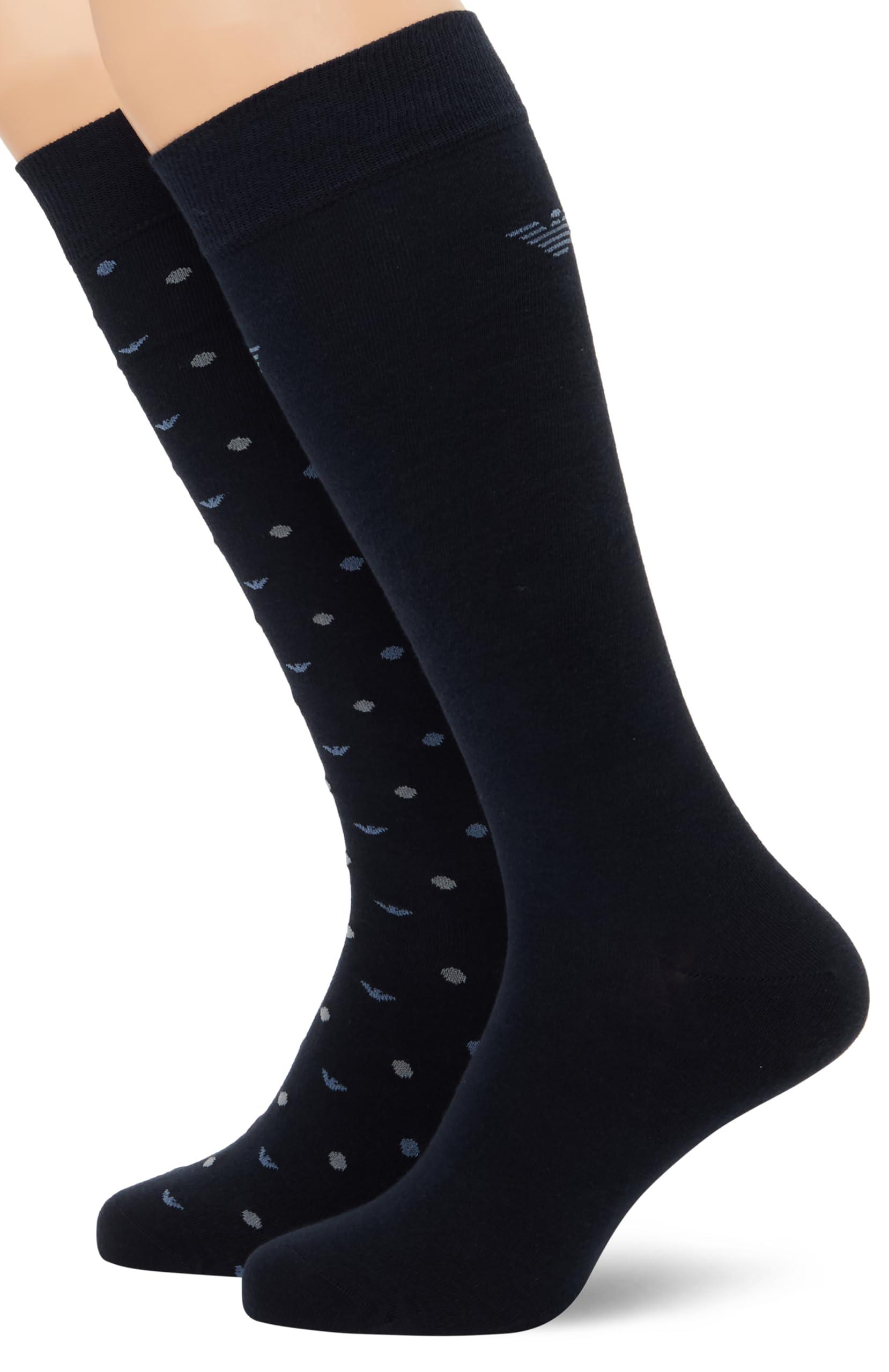 Emporio Armani MAN'S ALLOVER EAGLE 2-PACK LONG SOCKS BLUE TU