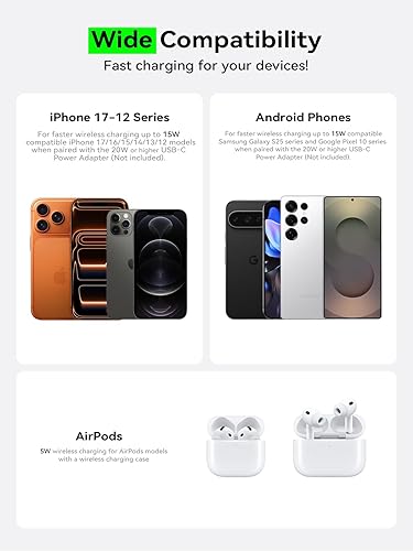 Miniatura 3 de THREEKEY Qi2 MagSafe - Cargador magnético para iPhone 171615141312 Series y Galaxy S25 Ultra, cargador inalámbrico Qi2 imanes de doble cara,