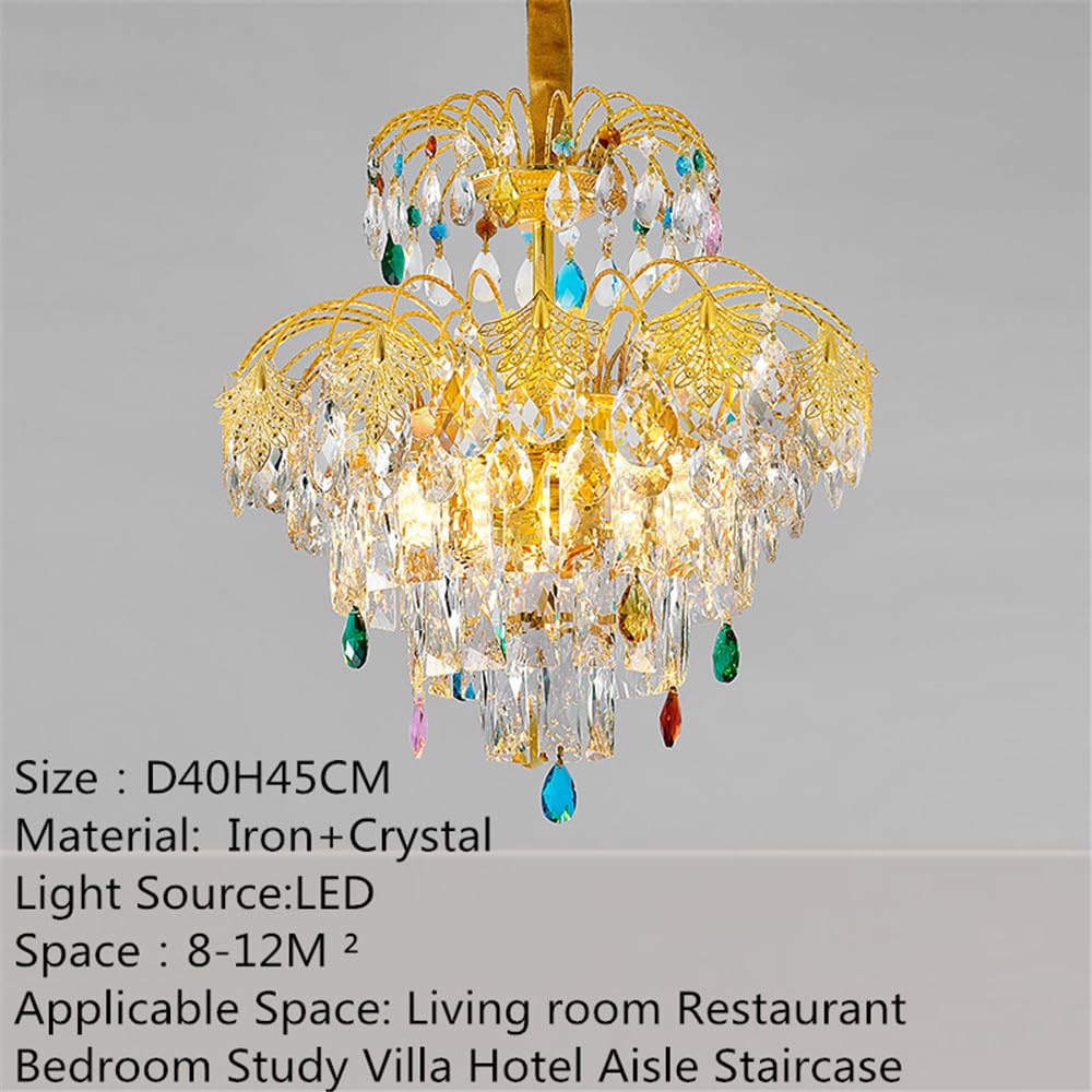 Współczesna kryształowa lampa wisząca LED Luxury Golden Salon Restauracja Sypialnia Villa Hotel Duplex Budynek Schody Żyrandol (D40CM)