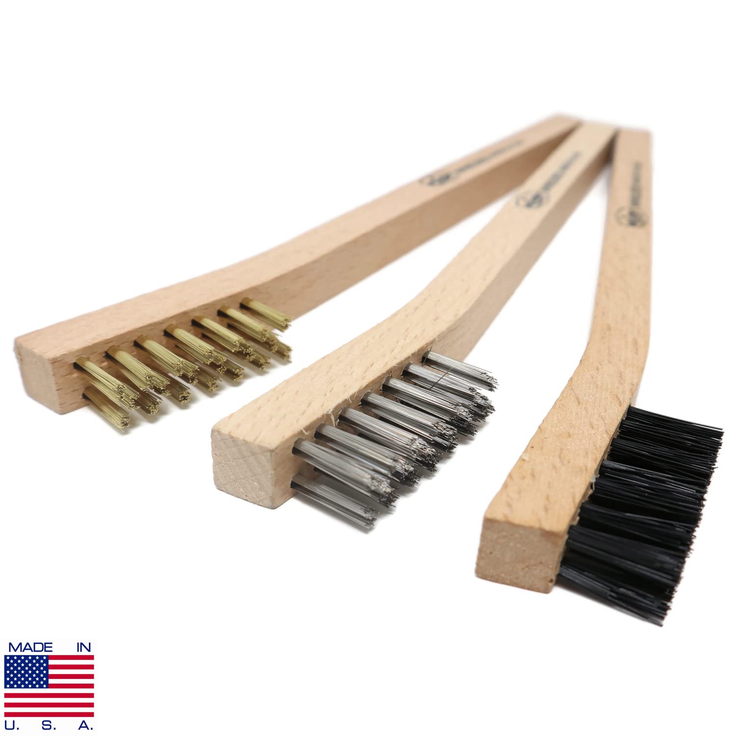 Wire Scratch Brush Set with Wood Handles (Made in USA) : Industrial & Scientific