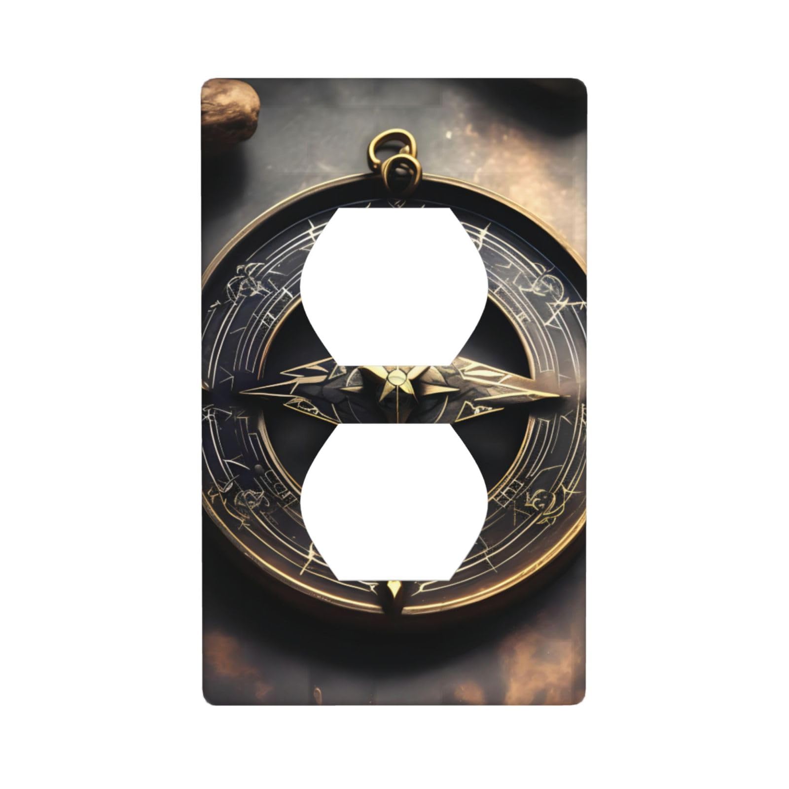 Magical Design Norse Runes Compass Decorative Switch Plate Cover-Unbreakable Polycarbonate Wall Plate for Home Office, 1 Gang with Screws