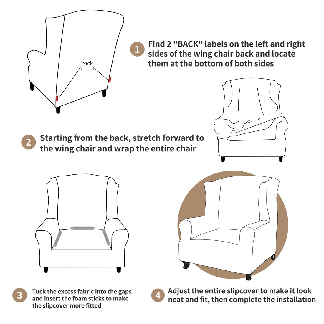 Fodera per poltrona ad ala ad ala verde ad alta elasticità, in morbido tessuto spesso lavorato a maglia, design a quadretti, 1 pezzo, protezione perfetta per l'arredamento della casa e il rinnovamento