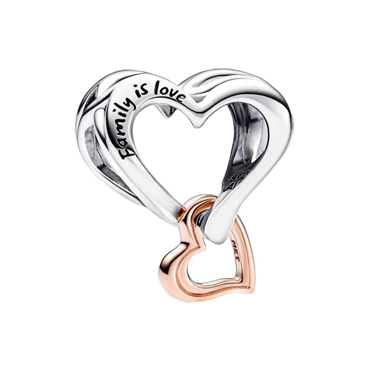 Annmors Love Heart Charm Donna argento Ciondolo a forma di, in argento Sterling 925, compatibile con braccialetti e collane europei