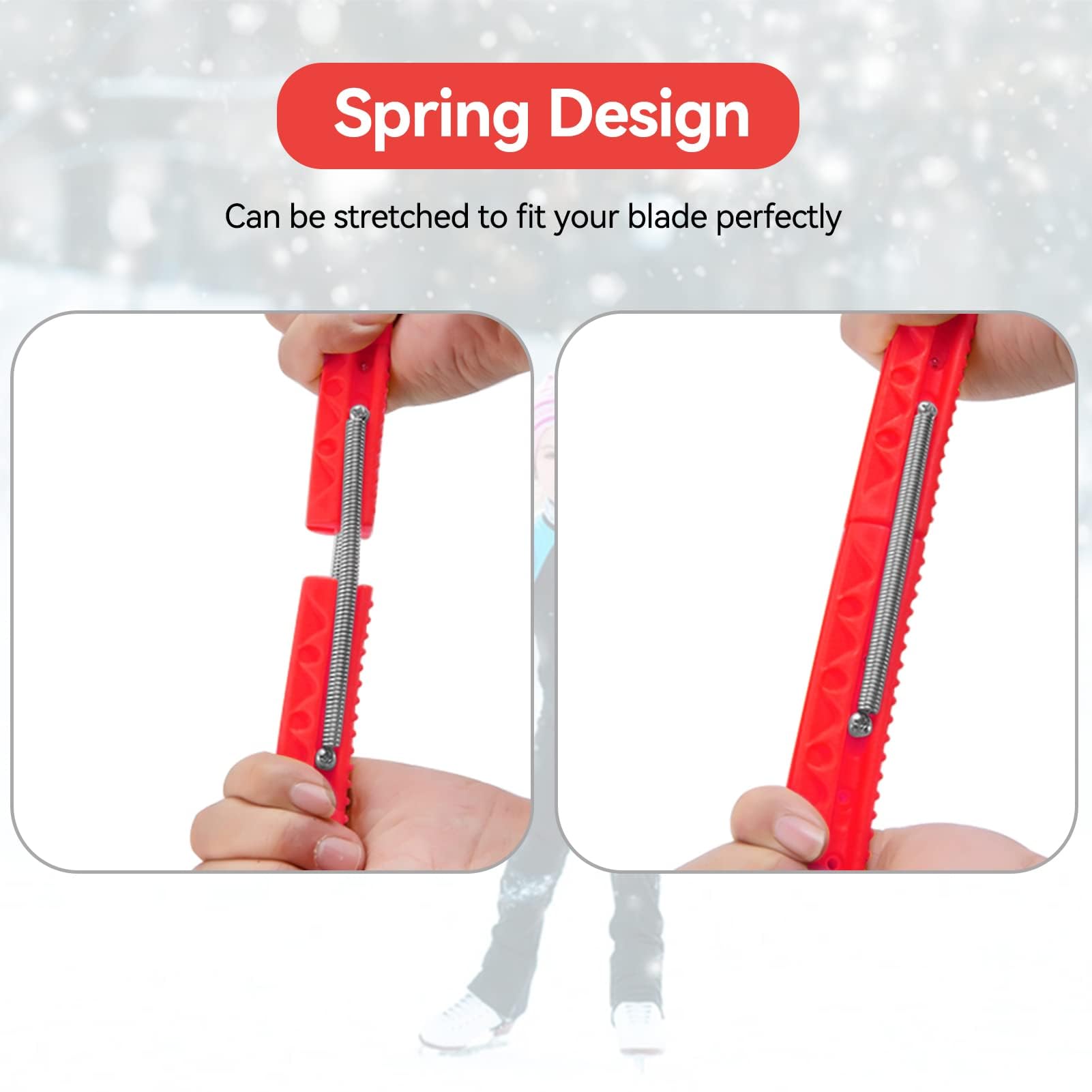Cyrank 1 Paio di Protezioni per Lame per Hockey su Ghiaccio, Protezioni per Lame per Pattini da Hockey su Ghiaccio Copertura in plastica con Protezione per Pattinaggio su Ghiaccio a Molla