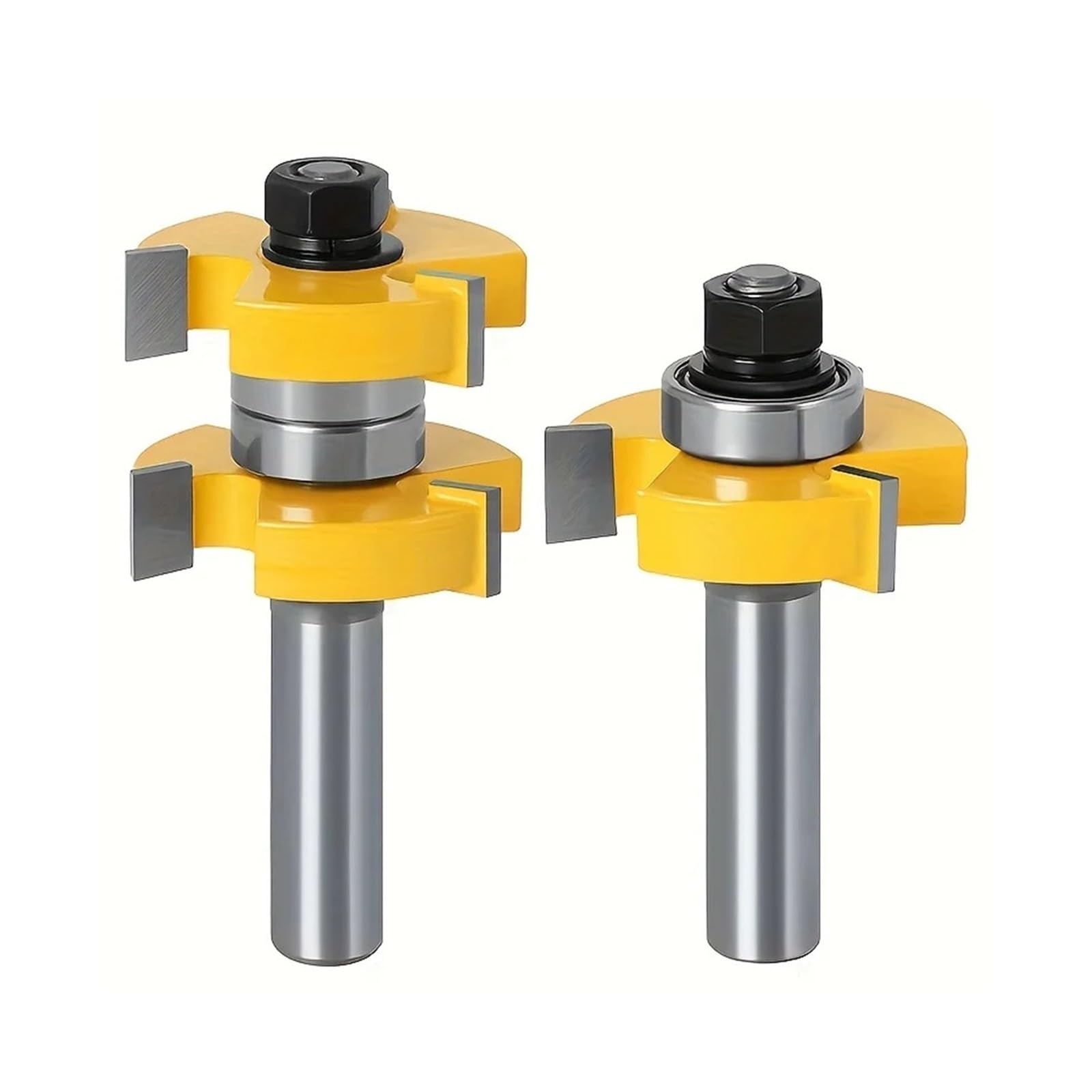 ‌‌Cortador de juntas con ranura en T 8 mm vástago 2 piezas - Rodamiento doble 3 dientes for pisos madera CNC‌