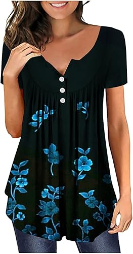 Summer Clothes for Teen Girls Ladies Summer Holiday Floral Printed T-Shirt Fashion Summer 2023 Tops Short Sleeve Tee