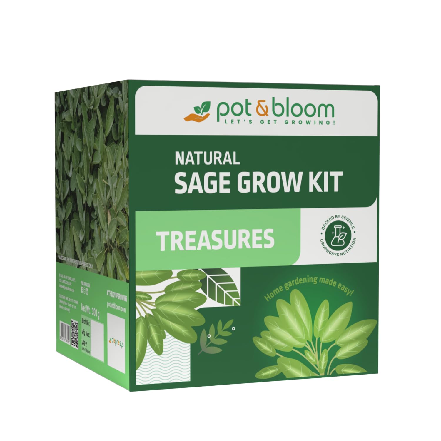Pot and Bloom Treasures Sage Kit –Complete Gardening Set with Seeds, CocoPot, Plate, Water Spray, Nutrition Powder, Potting Mix, and Instruction Manual for Easy Growing & Harvesting Fresh Sage-image-7