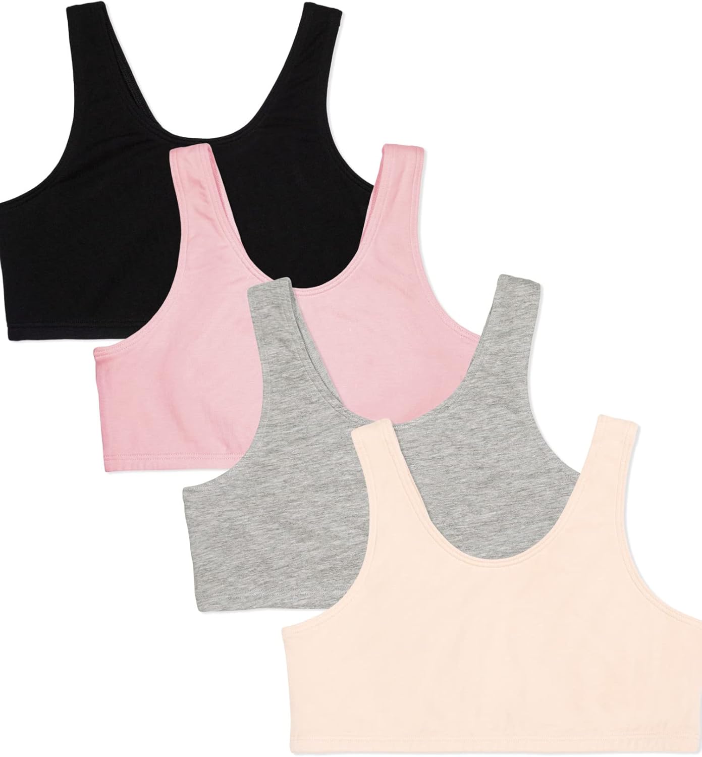 Fruit of The Loom Girls 4-Pack Cotton Built-up Stretch Sports Bra