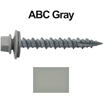 10 x 1-1/2 ABC Gray Metal Roofing Screws - Hex Washer Head- Self-Starting/Tapping - EPDM Washer. 1 x 250 Count Bag - 250 Screws