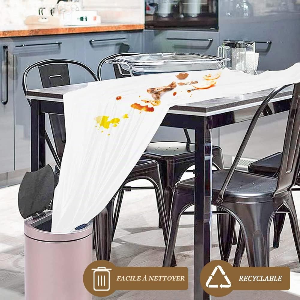 eqivei Nappe Blanche Rectangulaire Jetable 20 Packs - Imperméable Intissée pour Table de Fête d'Anniversaire, Banquet, Pique-Nique, 150 x 240cm