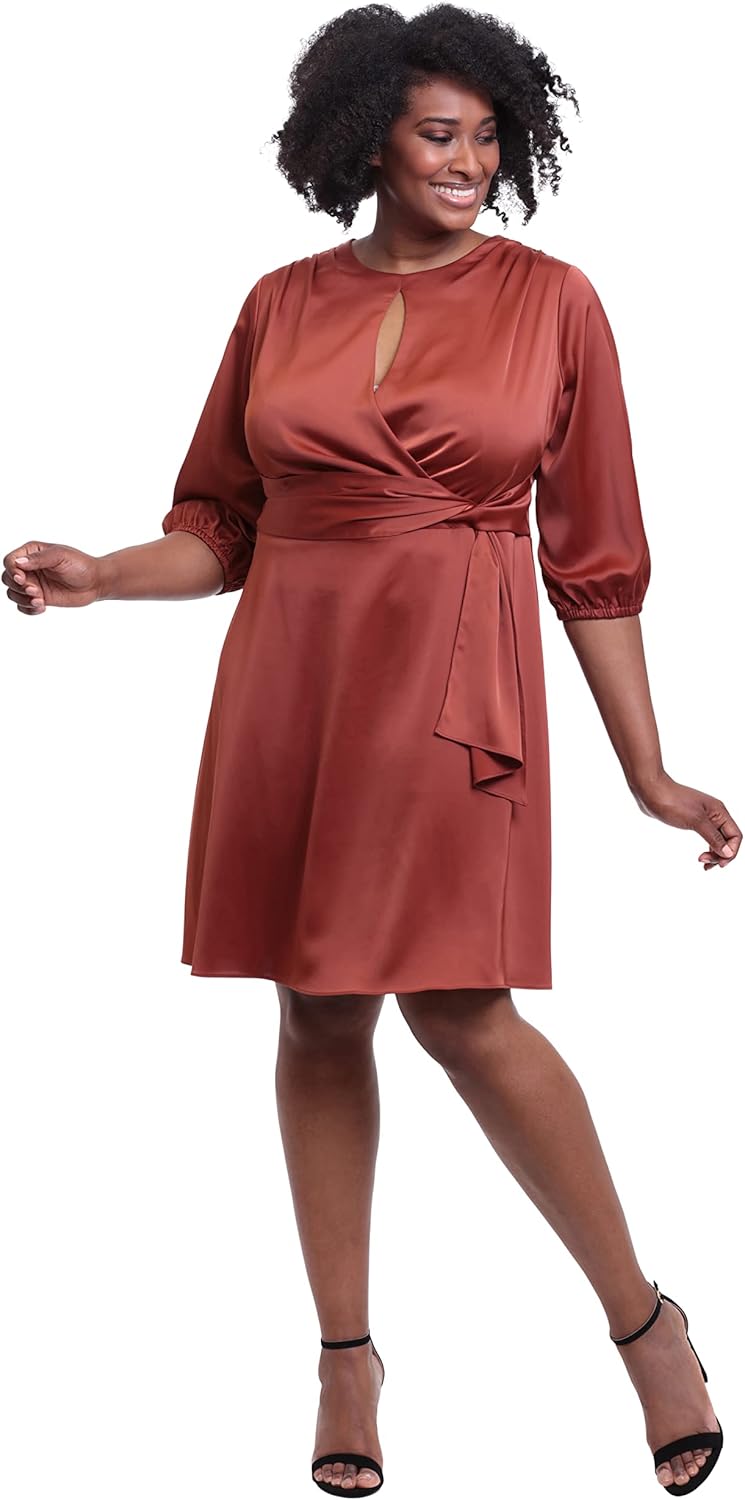 London Times Womens Twist Waist Detail Dress with Front Neck Keyhole - Image 6