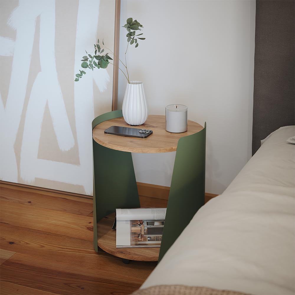 Vicco Mesa de Centro Lofta, Verde, 40 x 40 cm | con ruedas para colocación flexible y fácil desplazamiento
