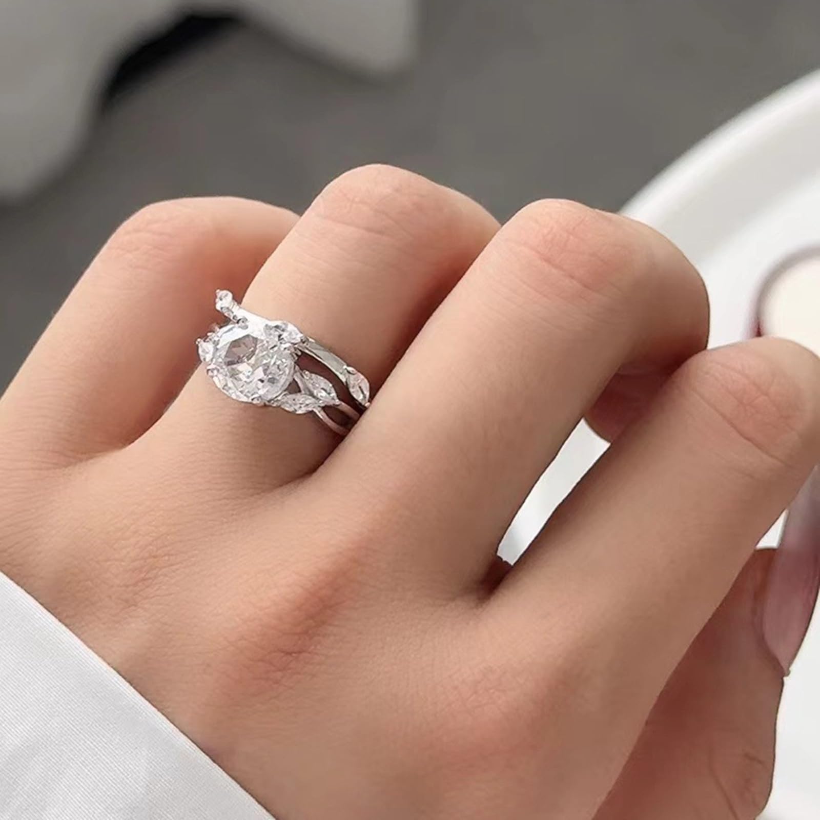 9K/14K/18K Oro Blanco/Platino 950 Alianzas Boda Anillo Moissanite Blanco 2ct