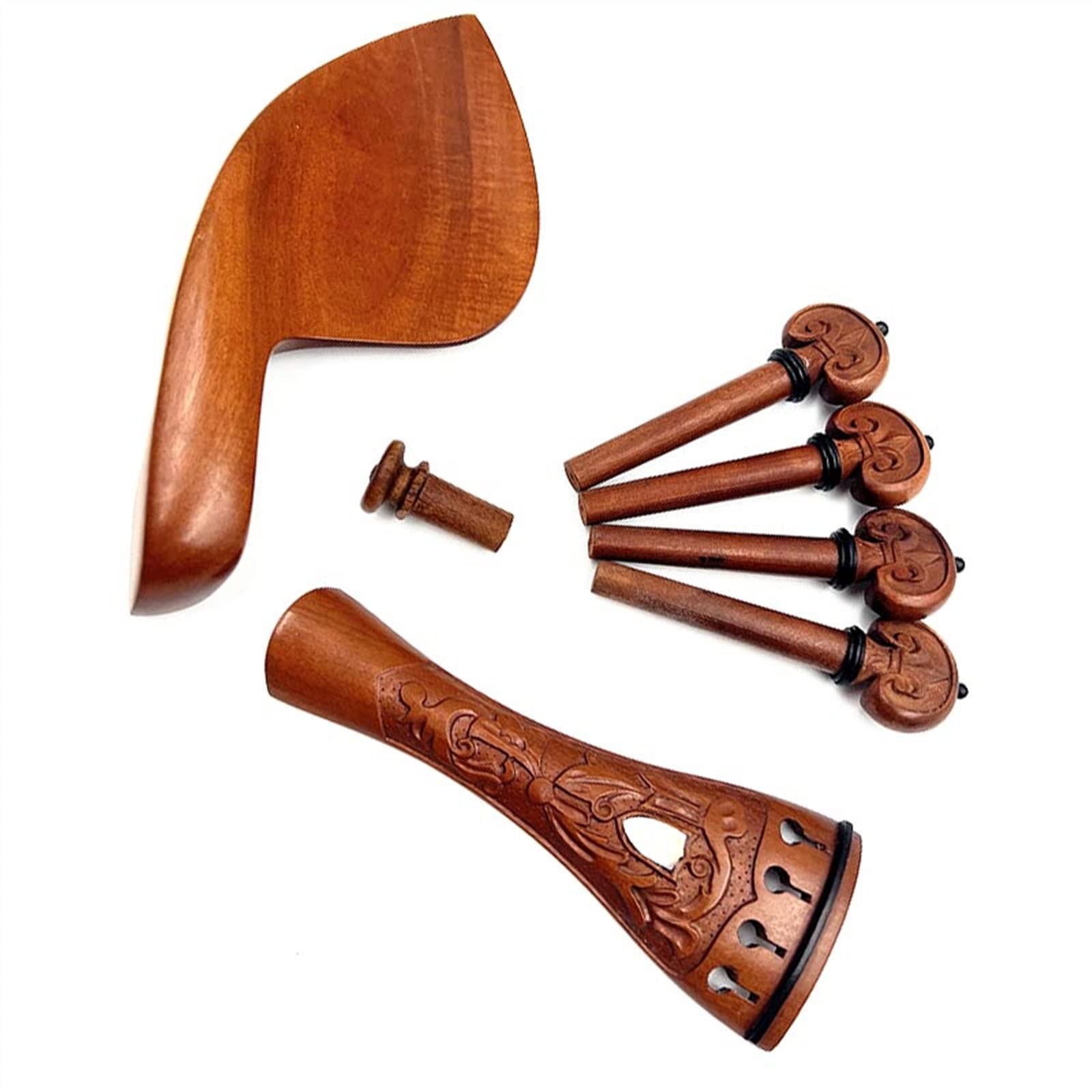 Violín 4/4 Patrones Tallados Jujube Madera Accesorios Piezas Kit Tailpiece Tuning Pegs Endpins Chin Rest Chin Holder Profesional Accesorios Violín (Color : 02)