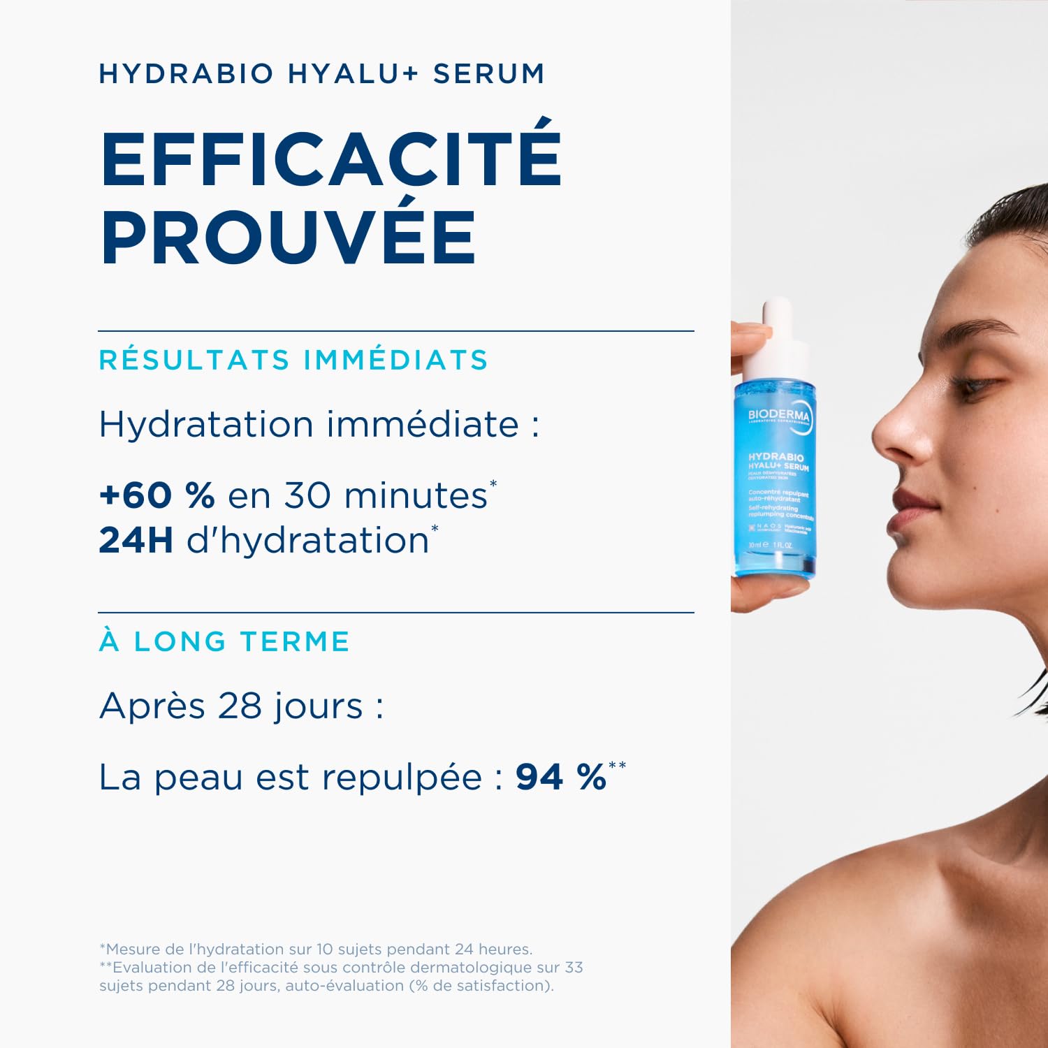 BIODERMA Hydrabio Hyalu+ Sérum auto-réhydratant et repulpant - Réduit les signes visibles du vieillissement - Tous types de peau - Flacon 30 ml