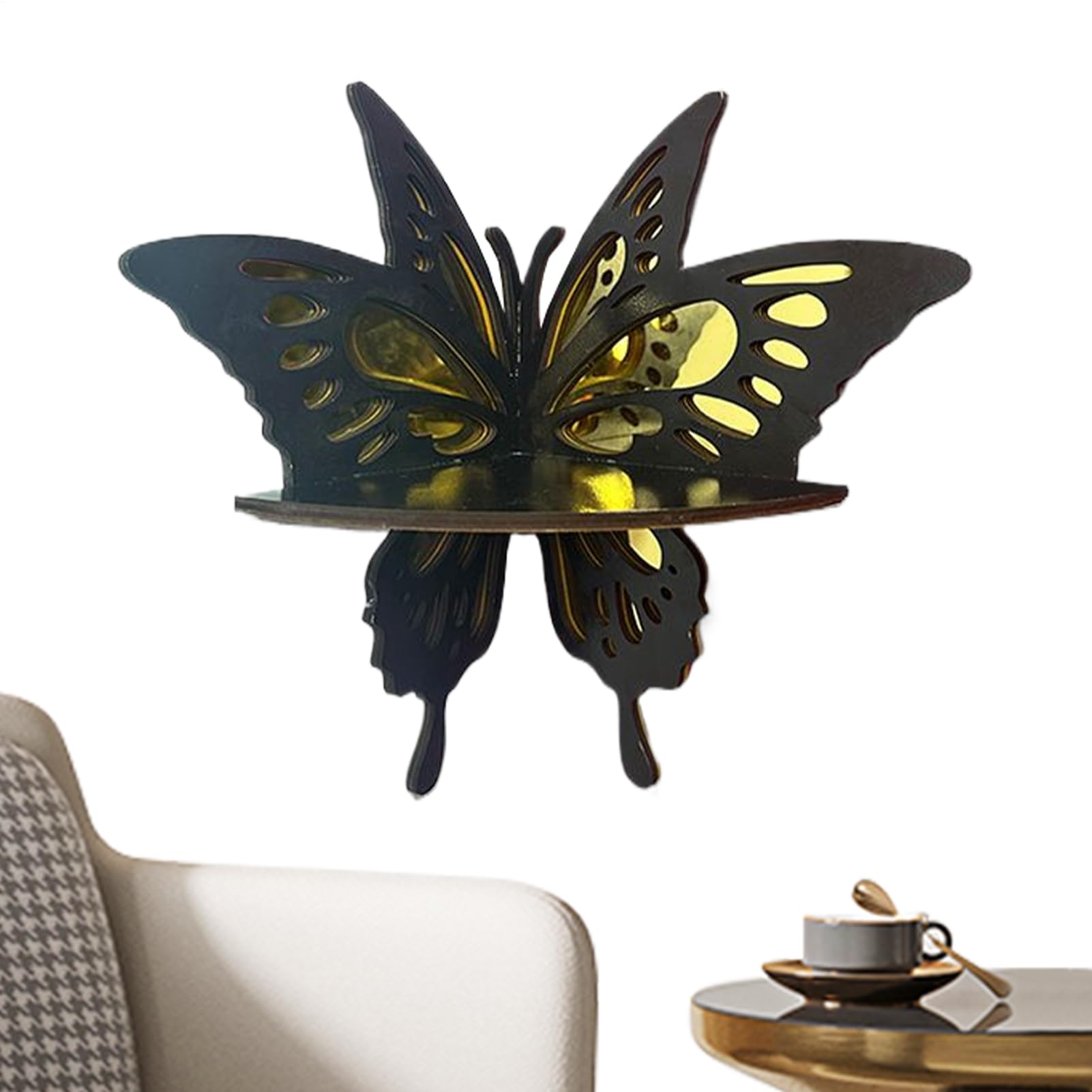 Égouttoir mural décoratif et étagère d'angle flottante rétro en bois