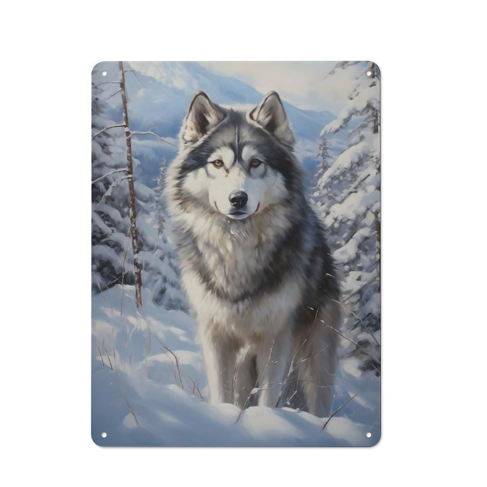 Junmoney Style-10 Alaskan Malamute Printed Metal Sign 40X30cm For Dining Room Or Kitchen, A Decorative Christmas Gift For Kitchen Wall Decor Lovers