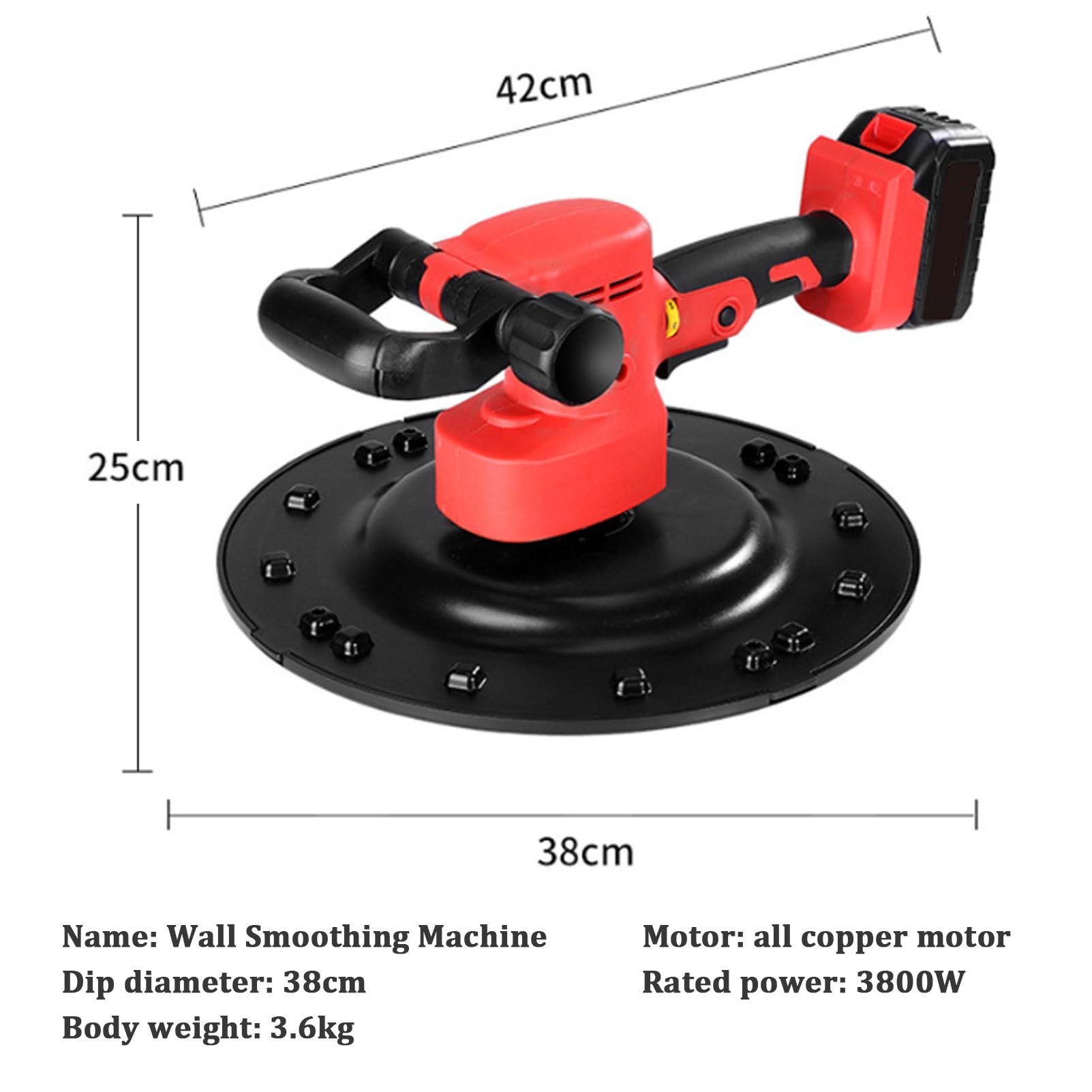 Máquina de yeso de hormigón portátil Máquina de pulido de alisado de la pared de mortero de cemento de hormigón eléctrico, batidora de batería de litio con una velocidad de concreto ajustable,2Battery