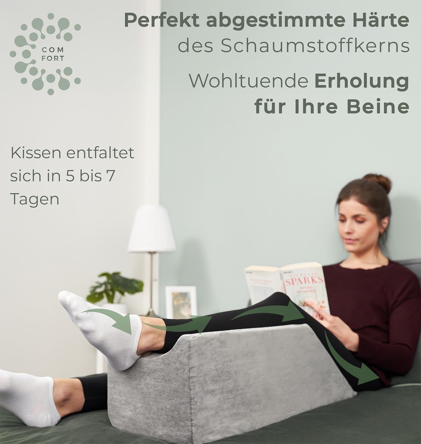 WELL B4 Venenkissen zum Beine hochlagern - Beinhochlagerungskissen, Beinauflage, Keilkissen, Stützkissen für Beine & Knie ideal als Lymphkissen, Venenkeil oder Beinkissen