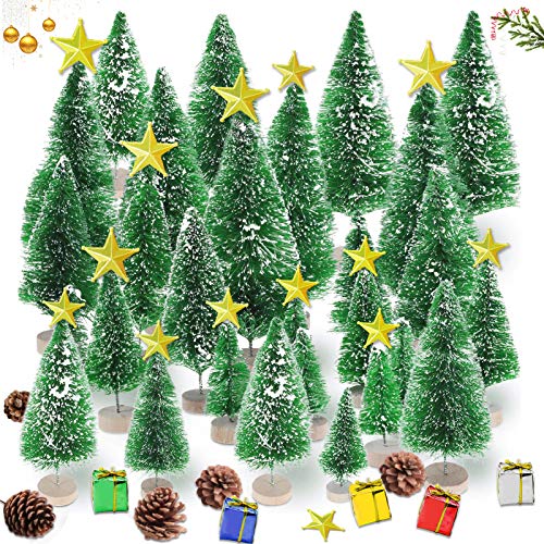 Sunshine smile 35 pcs Mini árbol de Navidad,pequeño árbol de Navidad,Árbol de Navidad Artificial,Mini Árbol...