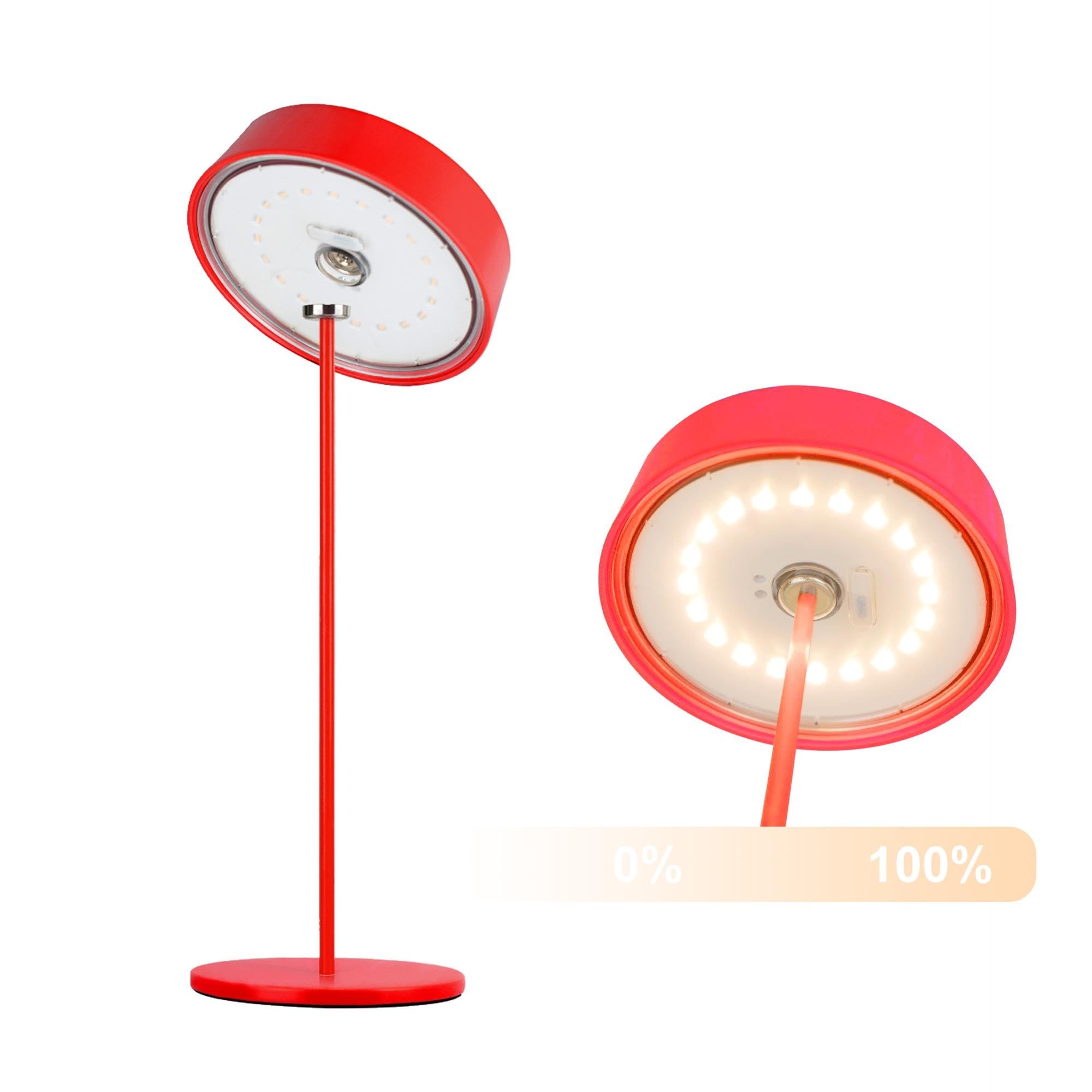 Palmina 901,lampade da tavolo senza fili,lampade da tavolo ricaricabili E Dimmerabile In Alluminio,abat jour senza fili 4400mah,Protezione IP54,luce da tavolo esterno/Interno/Rosso