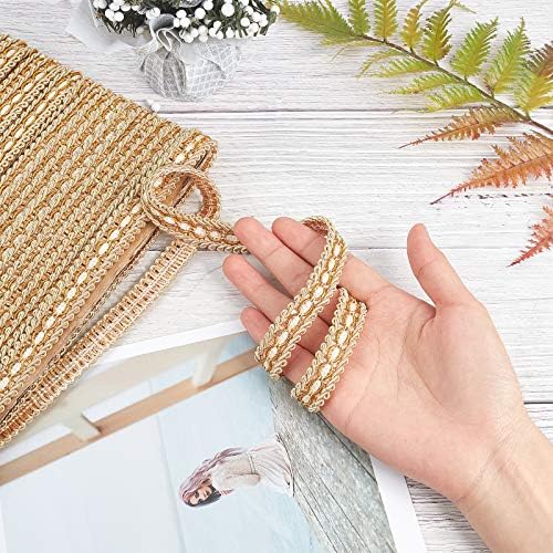 FINGERINSPIRE Gold Braid Trim 1.6 X115cm Polyester Ribbon Woven Gimp Fringe Trim for Costume DIY Crafts Sewing Jewelry Making Home Decoration