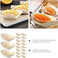 Vista 8 de Kichvoe 120 platos desechables de sushi para aperitivos, para fiestas, bodas y barbacoas, recipientes decorativos únicos para servir aperitivos