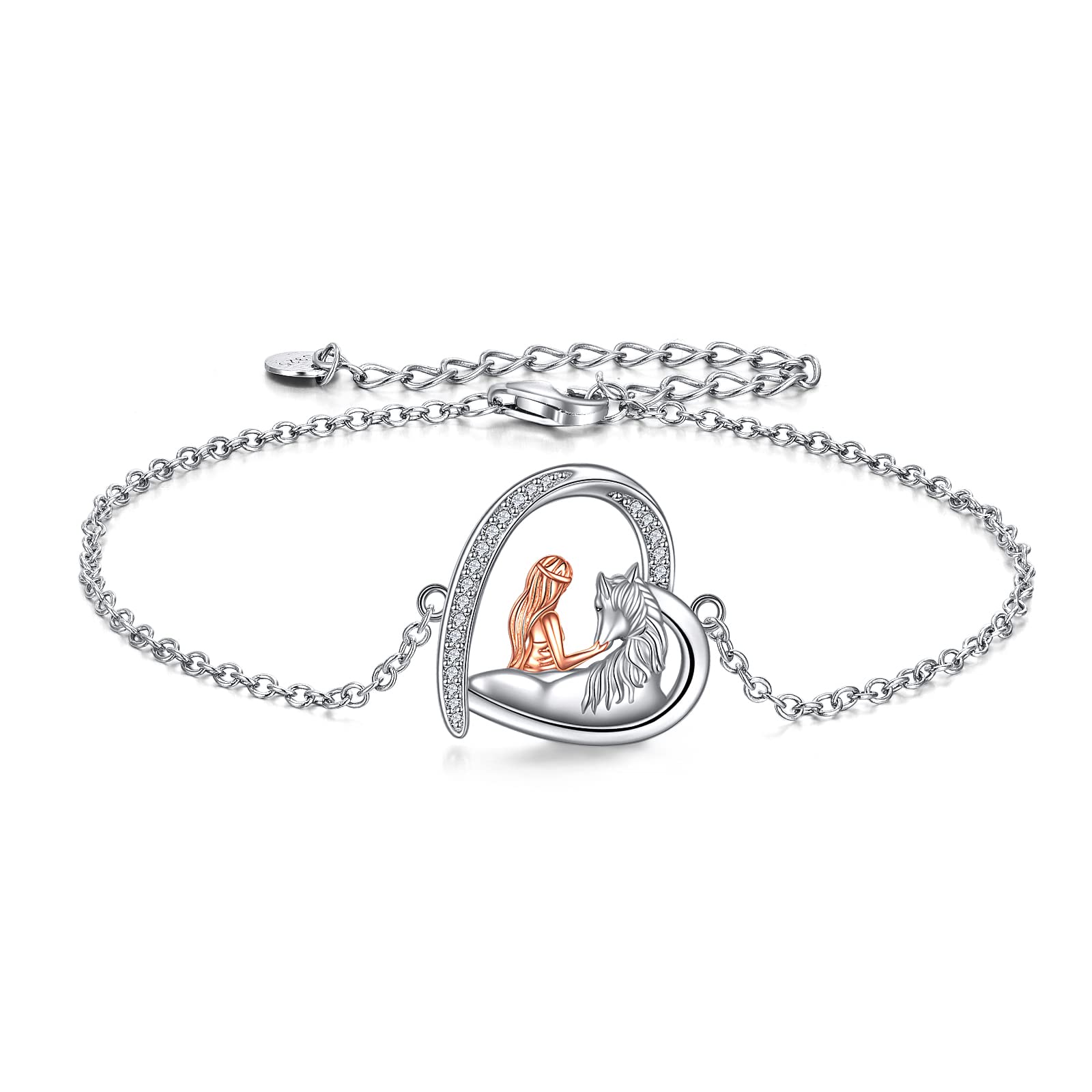 YAFEINI Bracciale Regolabile con Cavallo in Argento Sterling 925 per Regali di Gioielli per Cavalli da Donna