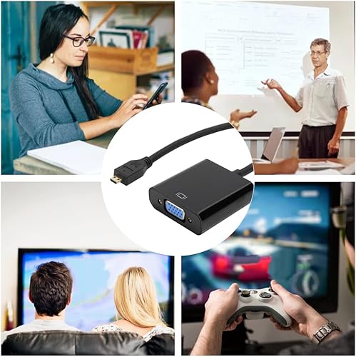 Miniatura 6 de Archuu - Convertidor de vídeo micro HDMI a VGA (1080 p, para Raspberry Pi 4B, con función de fuente de alimentación (micro HDMI a VGA)