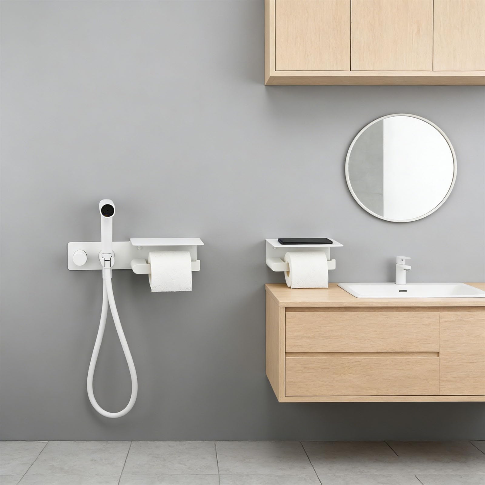Przenośny zestaw natryskowy do bidetu 1,2 m wąż uchwyt na papier toaletowy opryskiwacz do pieluszek dla niemowląt biały bidet prysznic idealny do higieny i podróży łatwa instalacja niezbędny dla