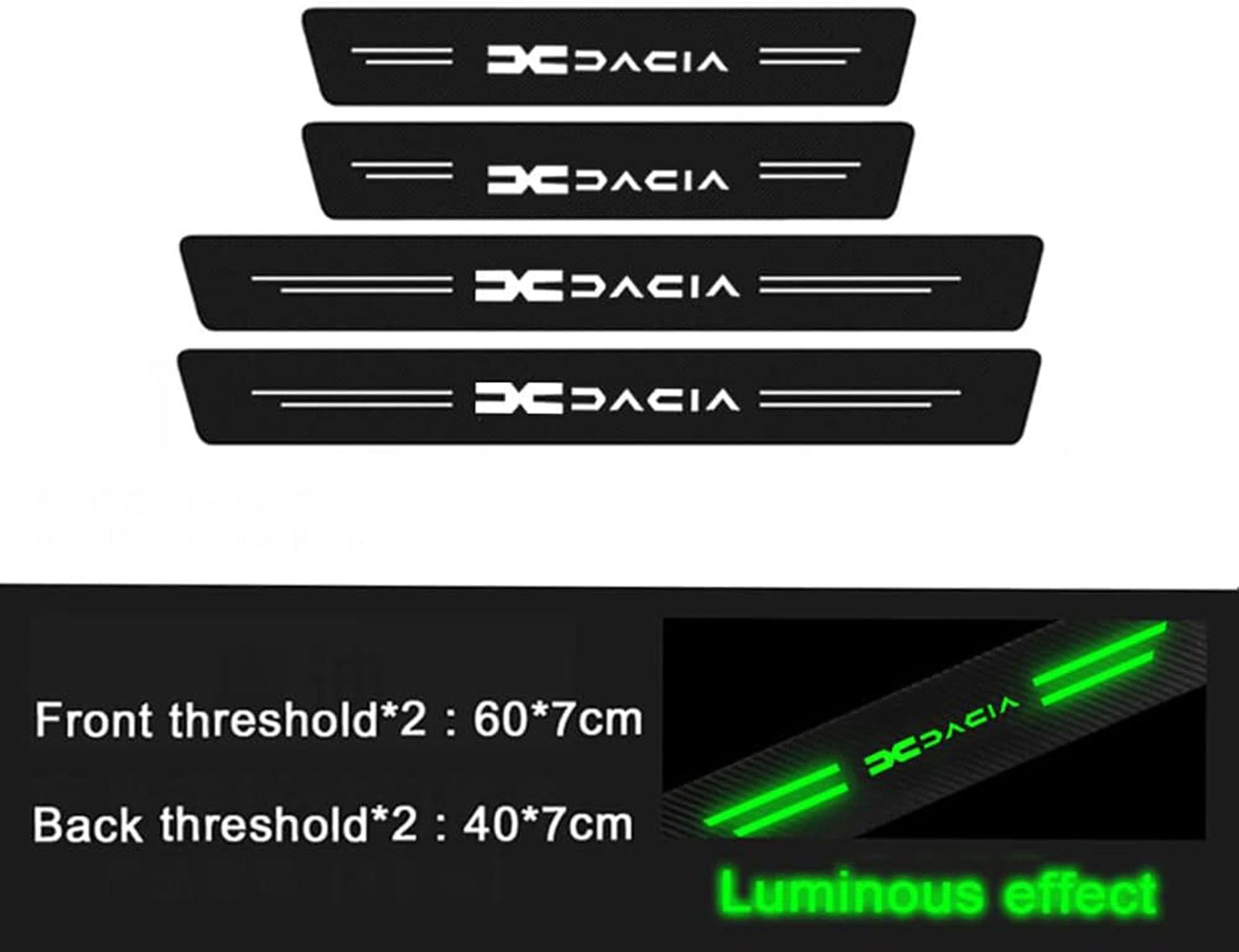 4 Pezzi Bagliore di Notte Fibra di CarbonioBattitacco per Auto, per Spring Lodgy Dokker Duster Logan Sandero Stepway Antiusura Soglia AntiGraffio Benvenuto Pedaliera Styling Accessori