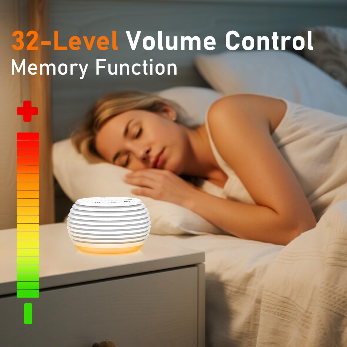 SleeZOO Tragbare Soundmaschine, weißes Rauschen, Schlafmaschine mit 30 beruhigenden Geräuschen, 12 Lichtern, 5 Timern, 32 Lautstärkestufen, Memory-Funktion, wiederaufladbar für Baby, Kinder