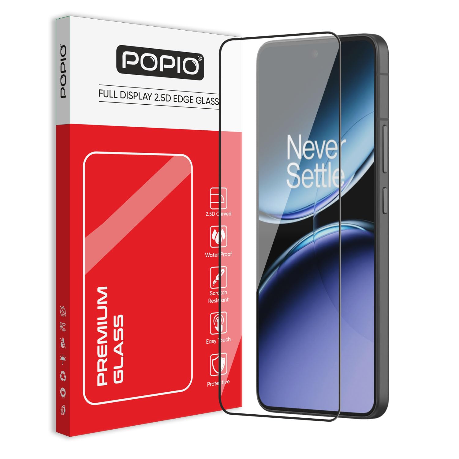 POPIO Military-Grade Gorilla Tempered Glass For Oneplus Nord 4 (Black) 9H Hardness, Edge-to-Edge Full Coverage, Anti-Scratch, Bubble-Free, Ultra Clear HD Glass, Oleophobic Coating, Face ID Compatible