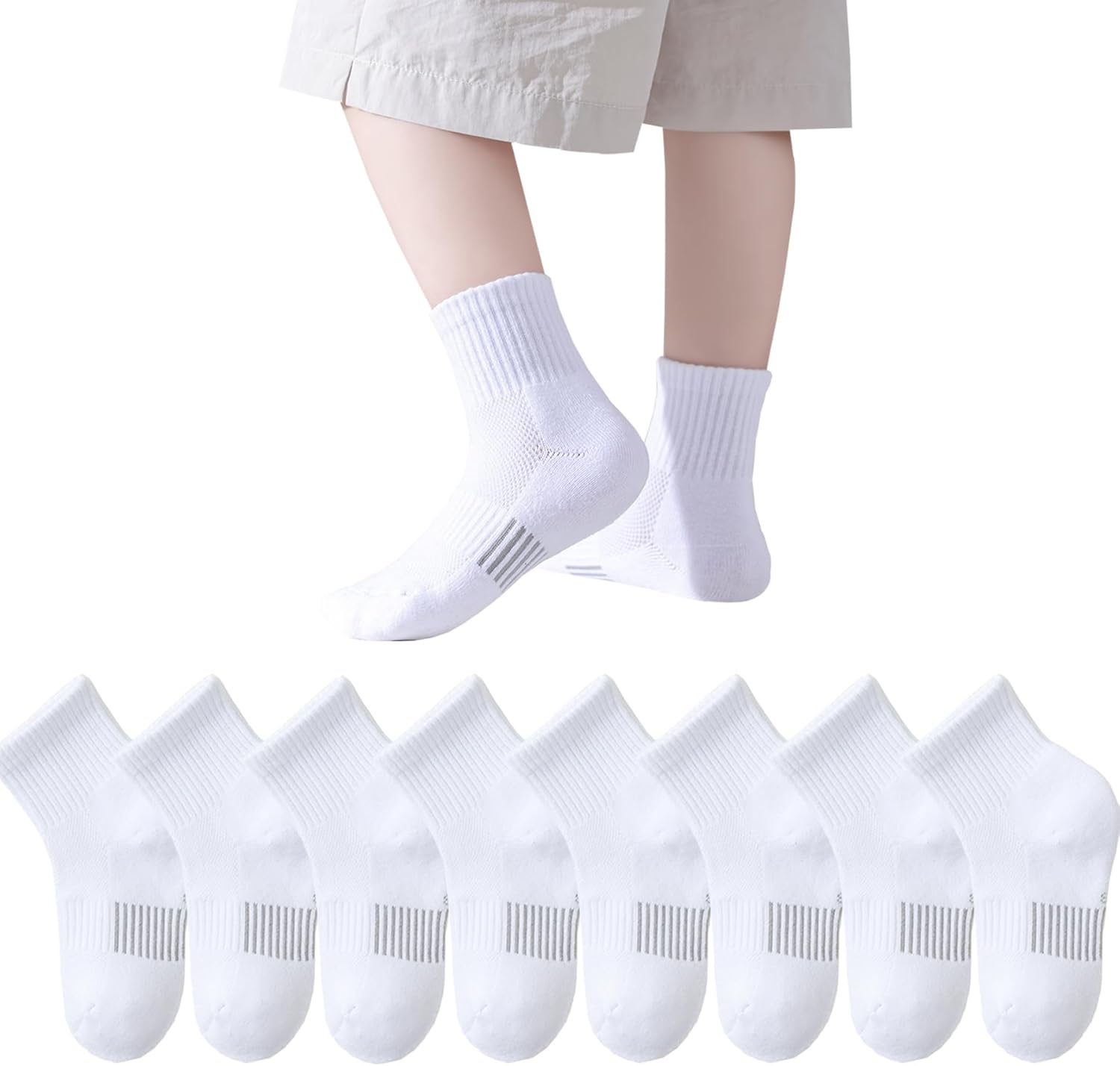 Boys Athletic Socks Half Cushion Crew Cotton Soft Breathable Socks for Kids