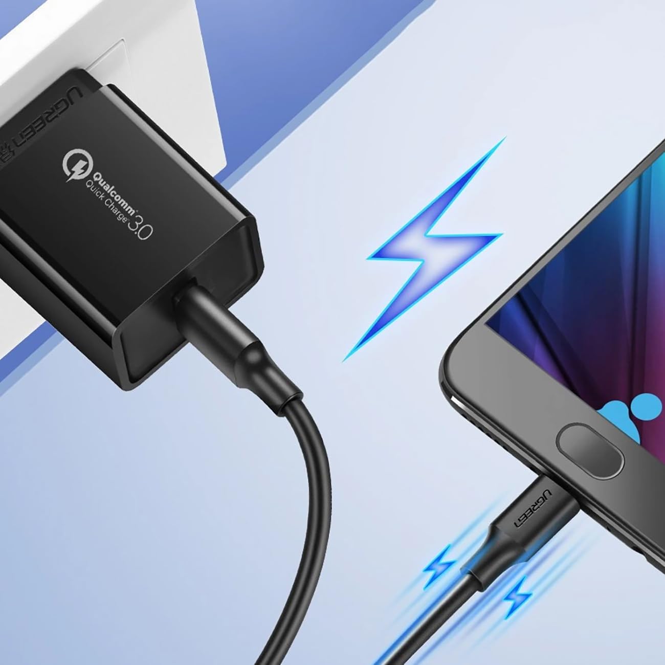UGREEN 2.0 A USB-A & Micro USB Data ve Şarj Kablosu, 50 Santimetre, Siyah, ACBUGN60135
