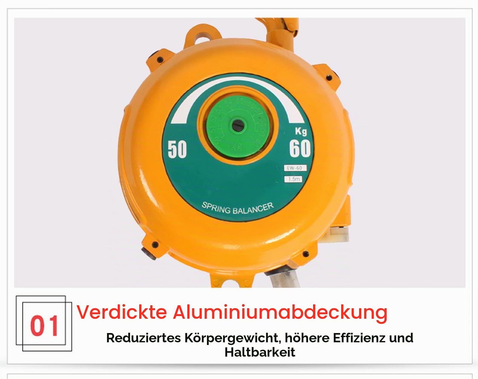 Einstellbarer Federzug Balancer Federzug-Halterung Balancer mit Manuelle Sperrfunktion und Einstellgerät für Aufhänge- und Befestigungswerkzeuge für Werksmontagelinien(Size:1-3kg)