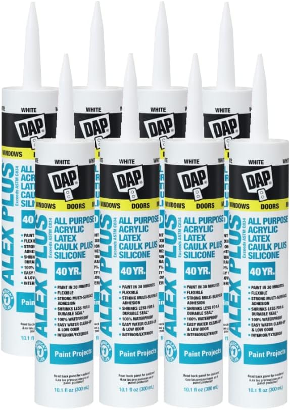 Alex Fast Dry Acrylic Latex Plus Silicone Caulk, 10.1 oz, 6