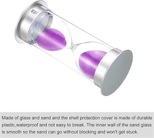 Miniatura 3 de PATIKIL Temporizador de arena de 45 minutos, reloj de arena con cubierta de plástico, vidrio de arena para juegos, cocina, recuerdos de fiesta,