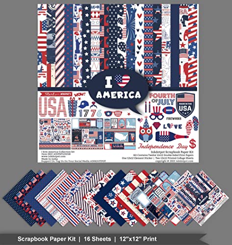 Kit papier scrapbook 12x12 America multicolore pour création de cartes
