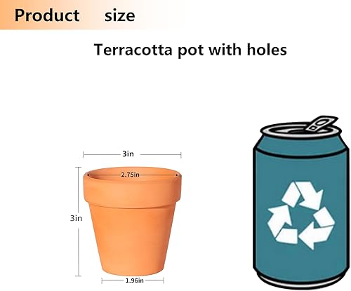 Miniatura 3 de 22 macetas de terracota de 3 pulgadas, macetas de arcilla de cactus con orificio de drenaje, ideal para plantas, jardín, alféizar de ventana,