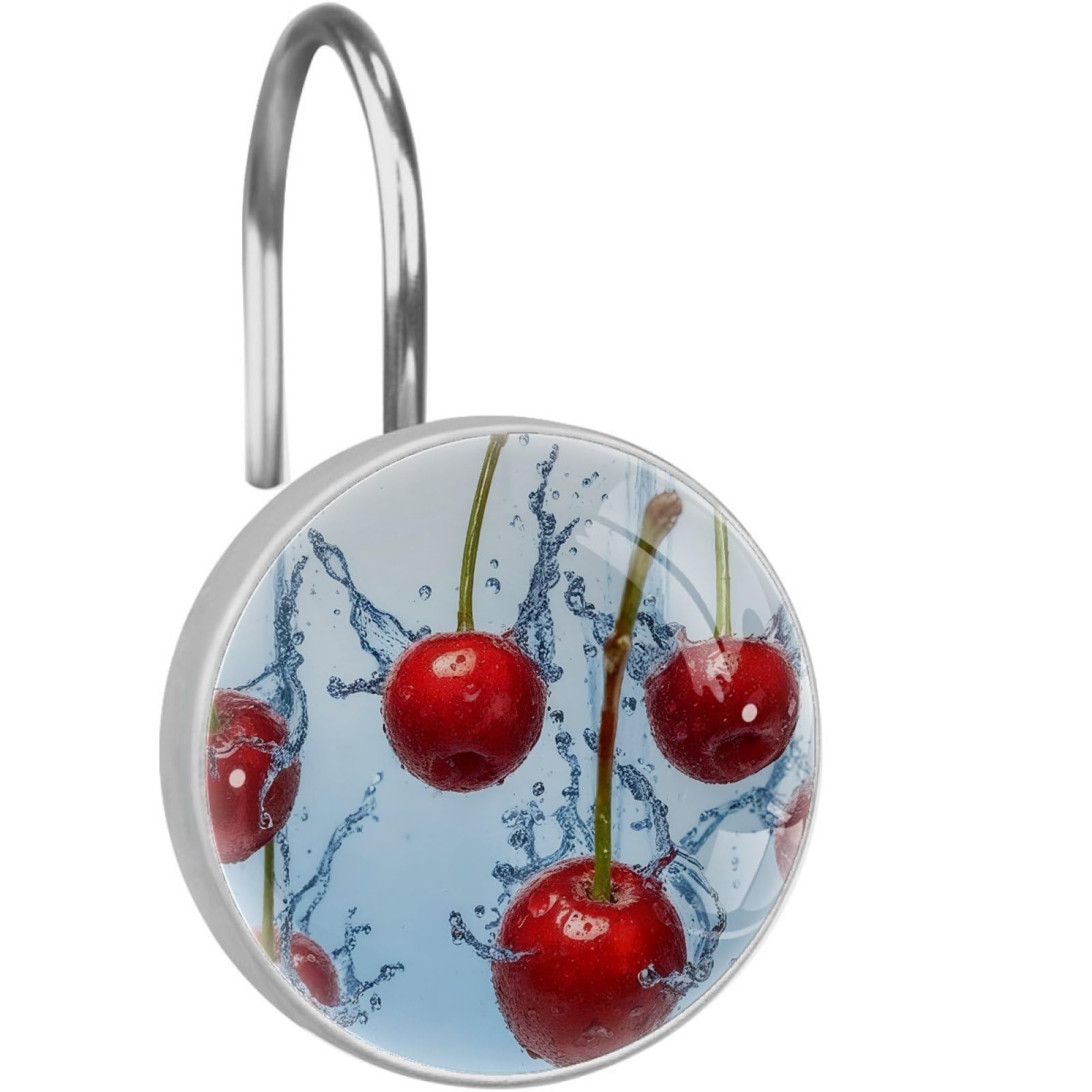 VAPOKF Decorative Shower Curtain Hook, Cherry Rustproof Stainless Steel Shower Curtain Hook for Bathroom, Shower Curtain Hangers for Shower Rod