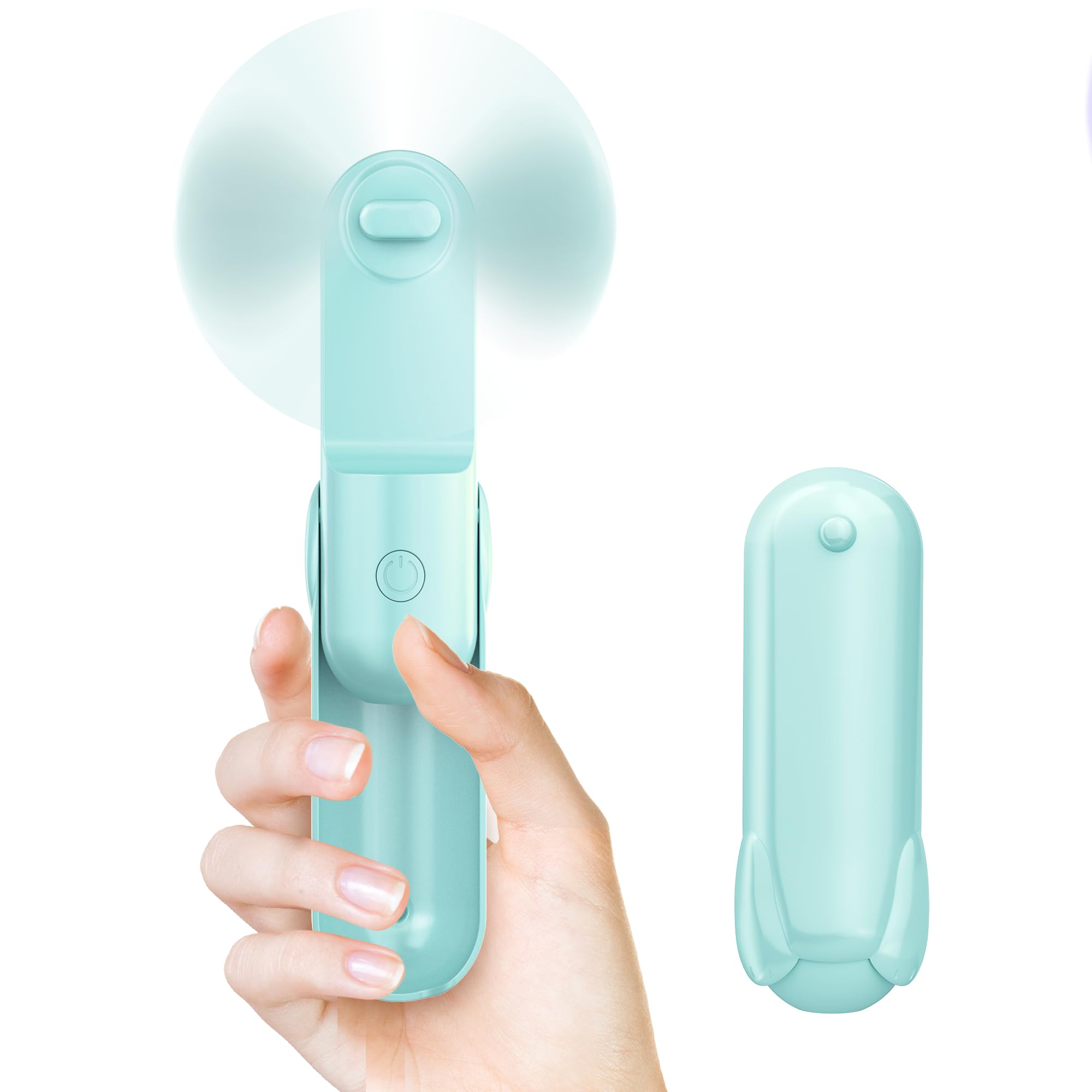 Mini ventilatore portatile, portatile, ricaricabile tramite USB, 2000 mAh, funzionamento a batteria, 3 velocità regolabili, 2 in 1, piccolo ventilatore tascabile personale per donne e ragazze