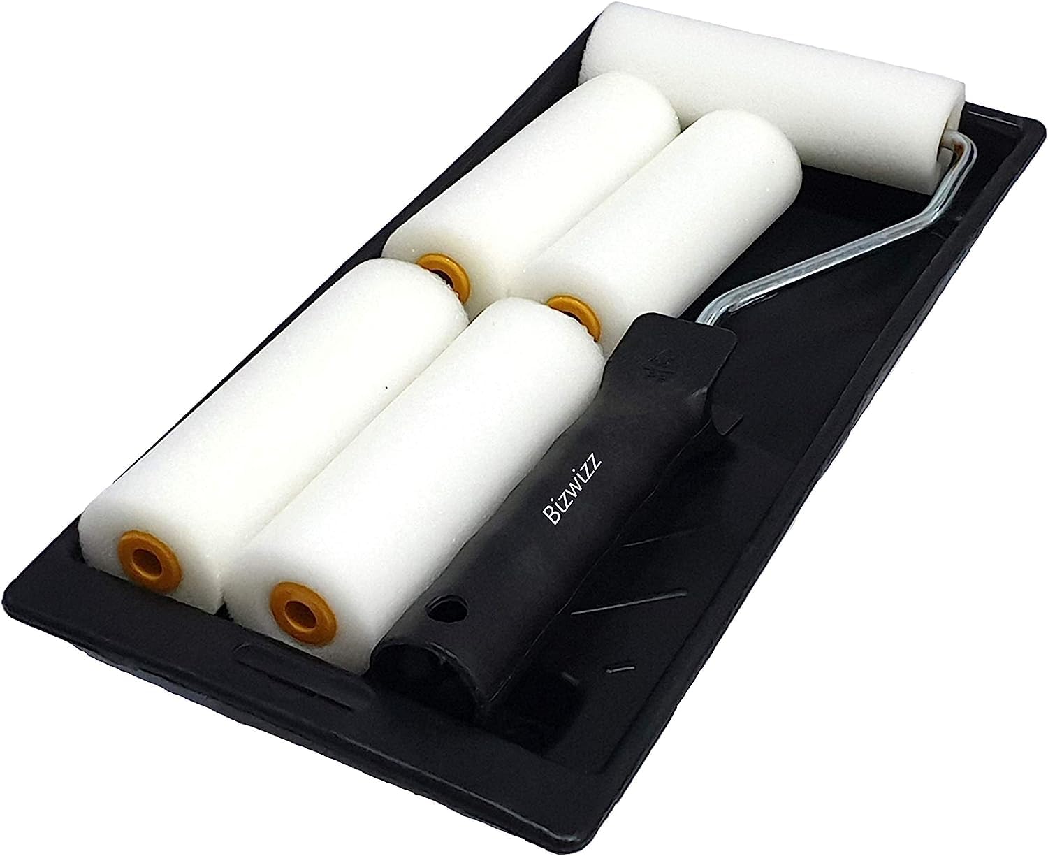 Ghani 7 Pieces Paint Roller Kit, 4 inch Paint Roller Set Includes a Paint Tray, Mini Roller