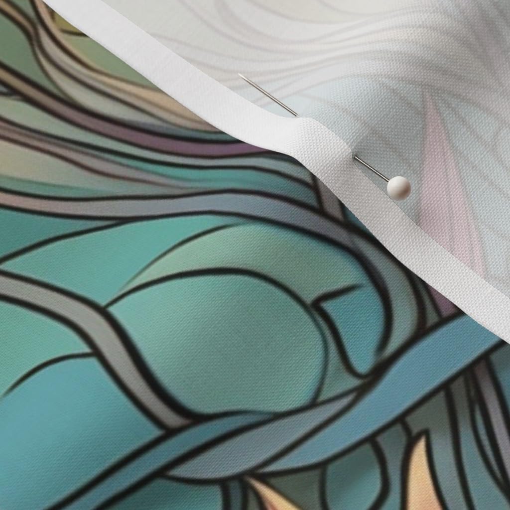 Spoonflower Fabric - Art Deco Floral Egyptian Lotus Stained Glass Nouveau Flowers Botanical Printed on Petal Cotton Fabric by The Yard - Sewing Quilting Apparel Crafts Decor