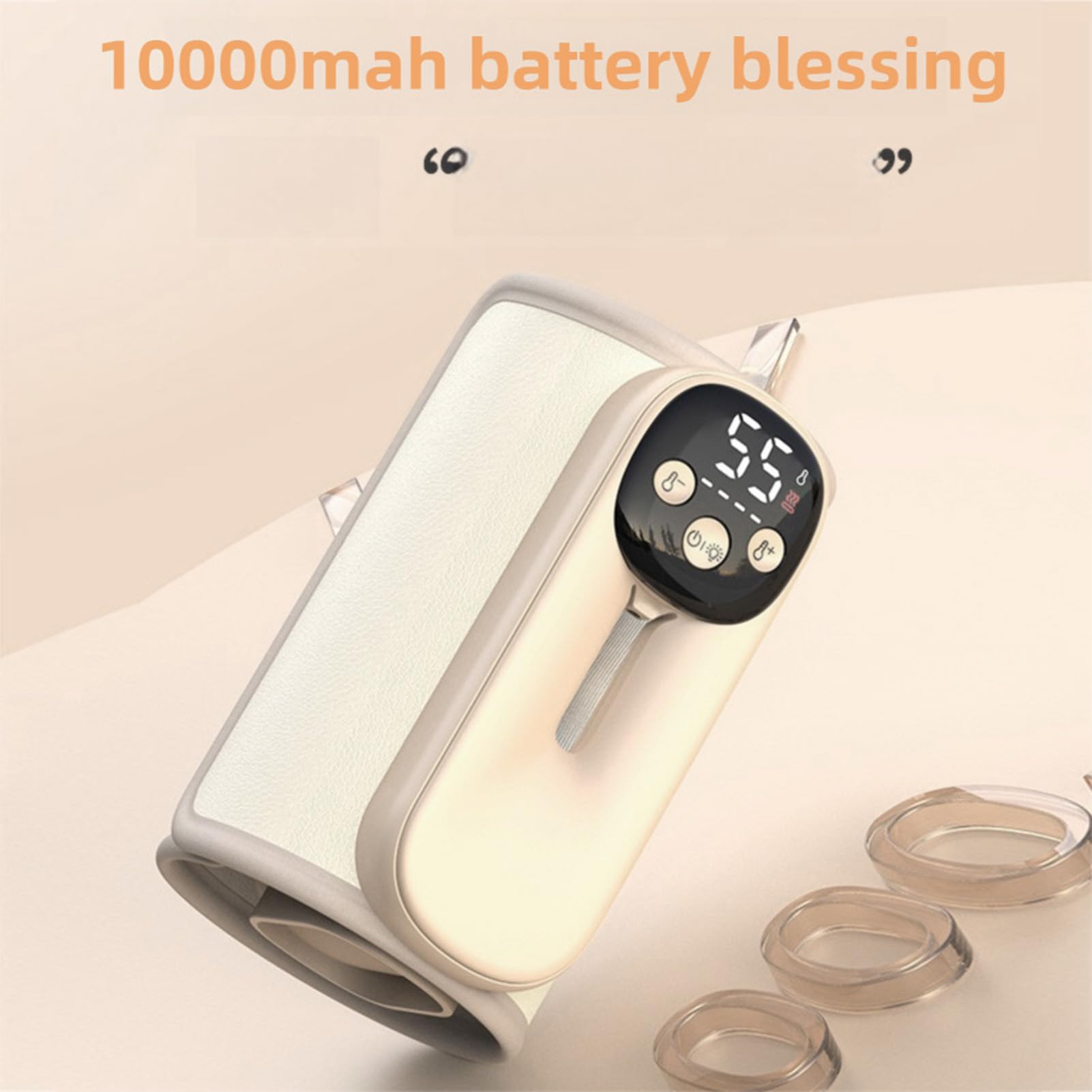 Luocute Calentador de Biberones Rápido, Calentador de Biberones Inalámbrico con Calefacción PTC, Estructura de Boca Ancha, Batería de 8000 MAh para Viajes, Hogar y Automóvil, Protección