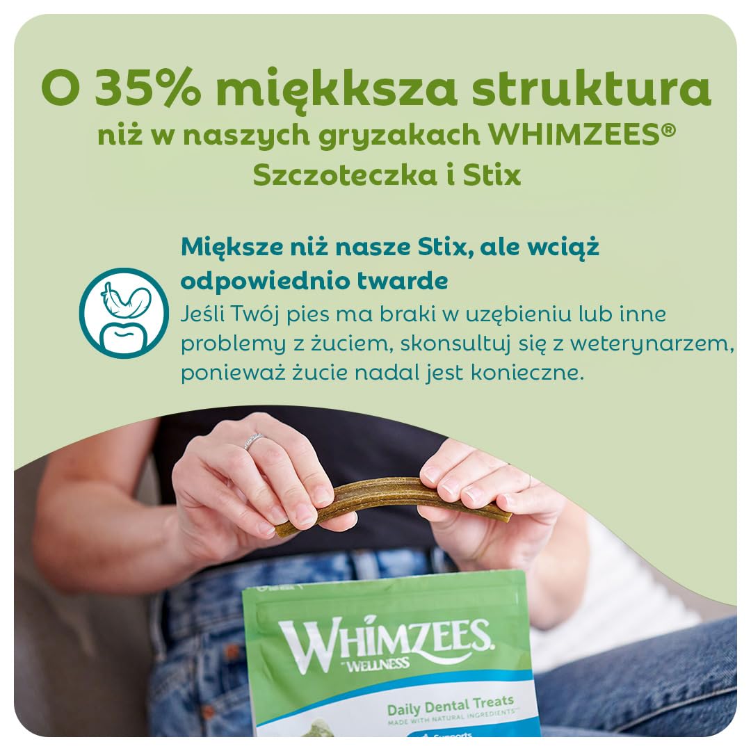 WHIMZEES Soft Stix XS, 56 Sztuk – Rozmiar XS, Gryzaki Dentystyczne dla Bardzo Małych Psów, Naturalne, Bezzbożowe, Bez Dodatku Cukru